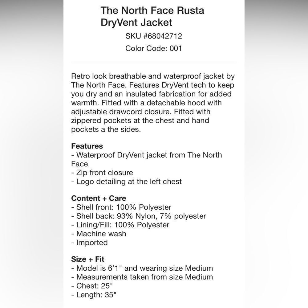 The North Face Rusta DryVent Jacket/ size M - Picture 7 of 8